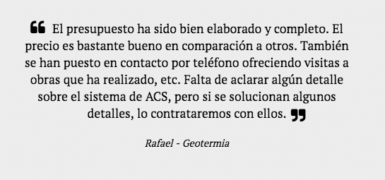 opinión pedir presupuesto