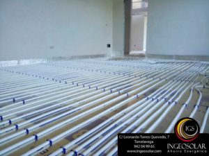 detalle suelo radiante para calefacción con aerotermia por ingeosolar