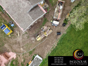 vista aerea de captación vertical para calefacción geotérmica por ingeosolar
