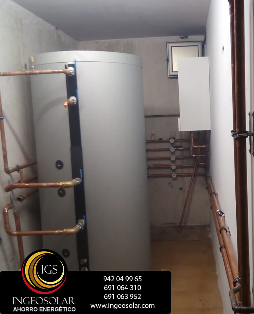 sala tecnica de aerotermia con acumulador ingeosolar
