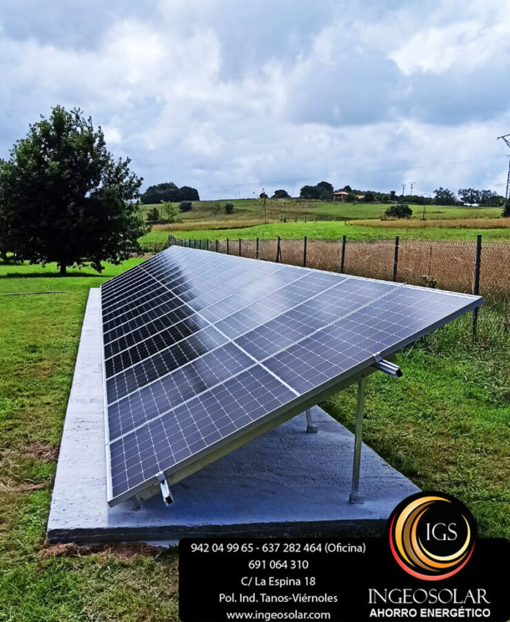 Paneles Solares montados en Suelo para Autoconsumo Fotovoltaico en Cantabria ingeosolar