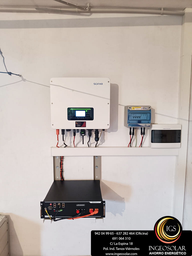 sala tecnica con inversor monofasico hibrido y bateria ingeosolar