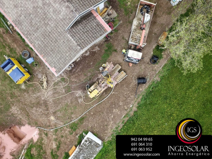 vista aerea de captación vertical para calefacción geotérmica por ingeosolar