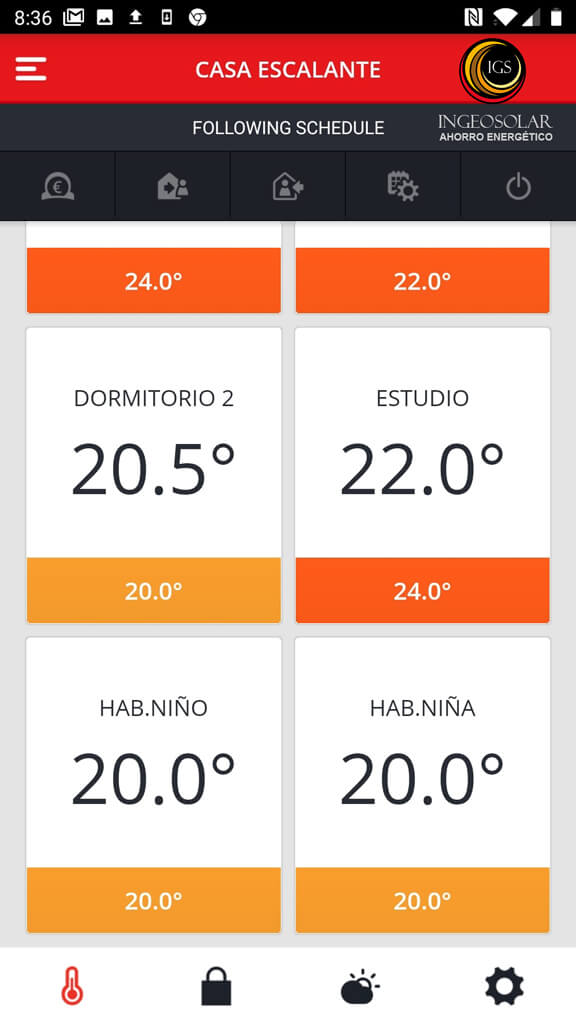 control evohome honeywell desde móvil ingeosolar